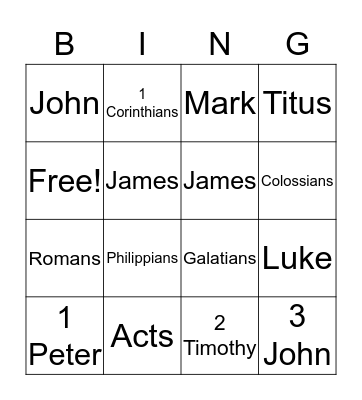 Bible Bingo Card