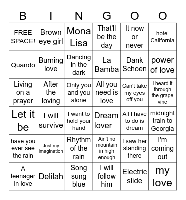 Musical Bungo Volume 2 Bingo Card