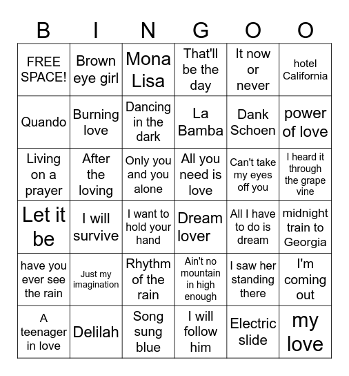 Musical Bungo Volume 2 Bingo Card