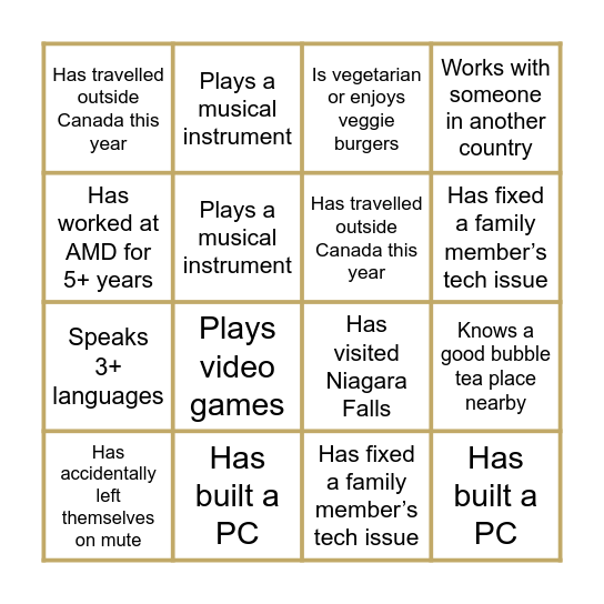 Markham Mixer Bingo! Bingo Card