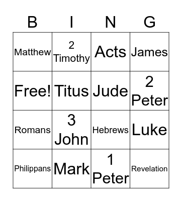 Bible Bingo Card