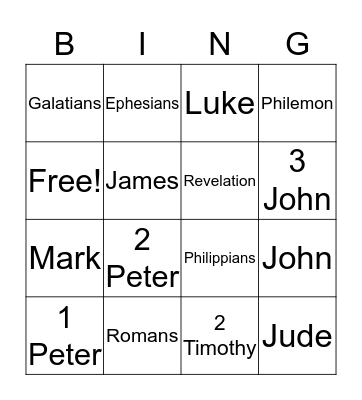 Bible Bingo Card