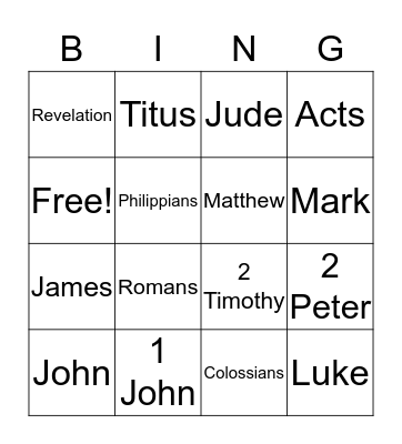 Bible Bingo Card