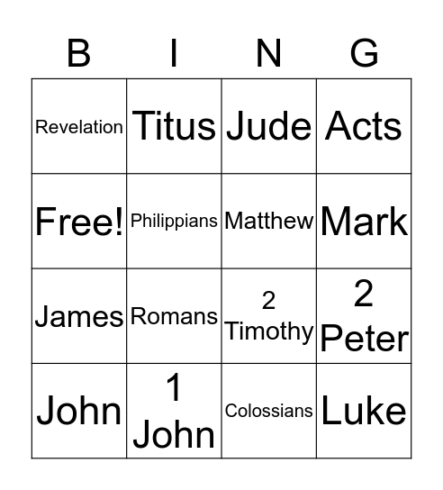 Bible Bingo Card