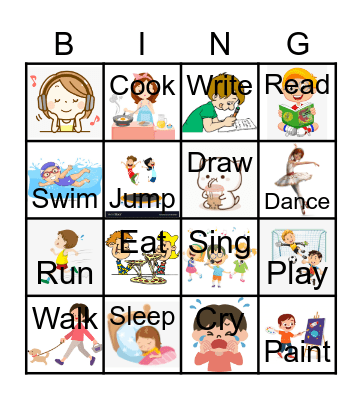 Action verbs! Bingo Card