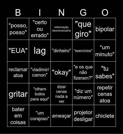 Alfredo Bingo Card