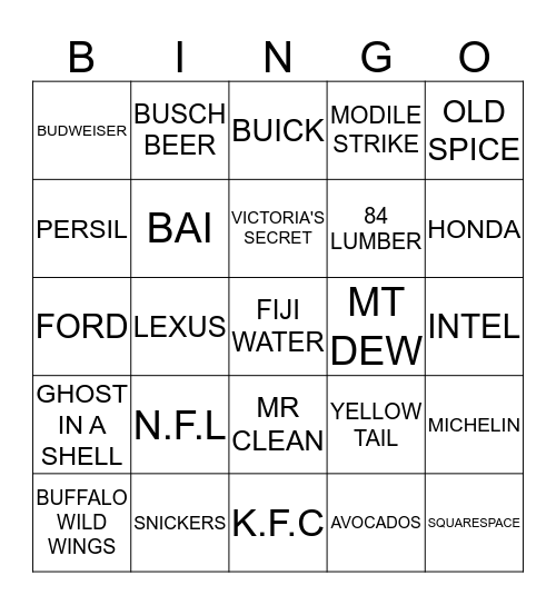 BEARS DEN 2017 COMMERCIAL BINGO Card