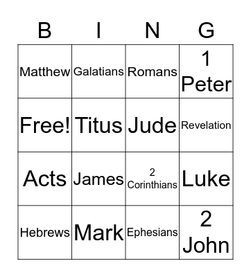 Bible Bingo Card