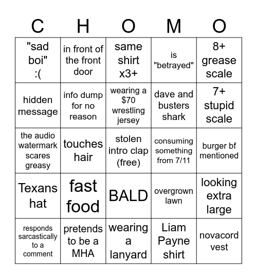 TGMF Nova Online Bingo Card