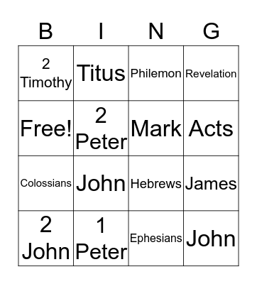 Bible Bingo Card