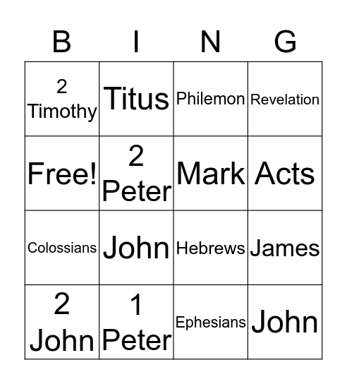 Bible Bingo Card