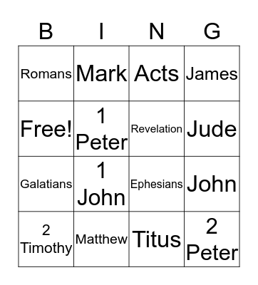 Bible Bingo Card