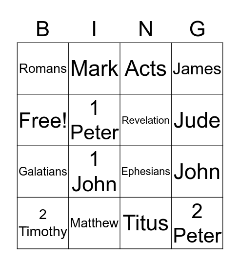 Bible Bingo Card