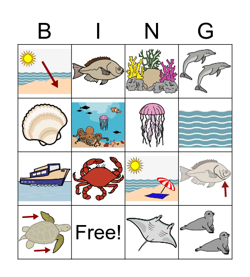 By the Sea Vocab BINGO Card