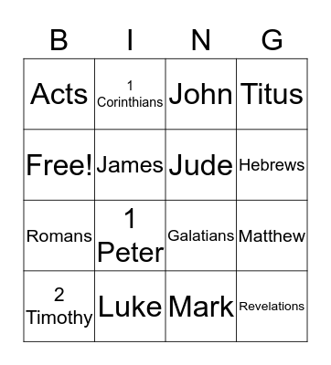 Bible Bingo Card