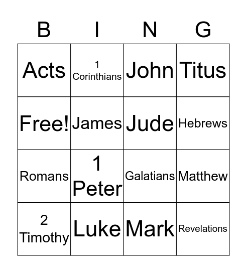 Bible Bingo Card