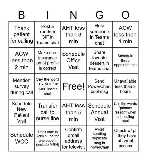 SJH Fri-Yay Bingo! Bingo Card