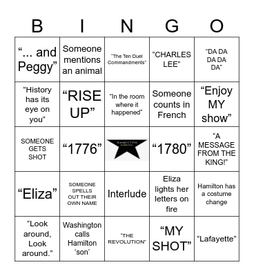 Hamilton Bingo Card