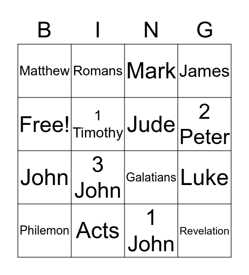 Bible Bingo Card