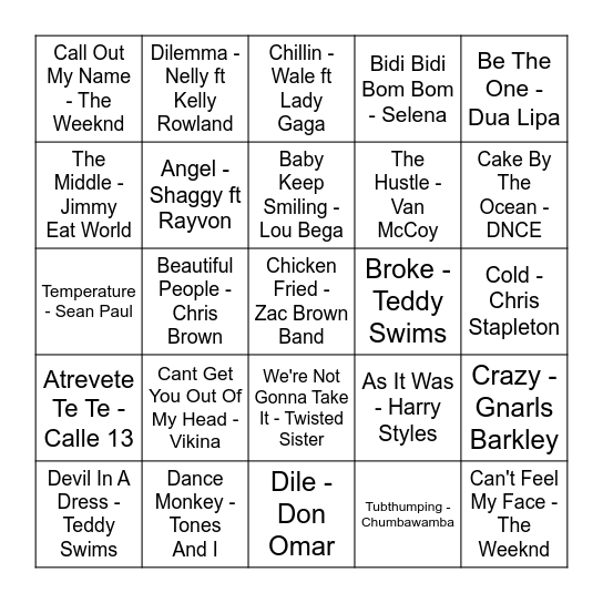 BONUS 6 Bingo Card
