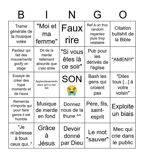 bingo église Bingo Card