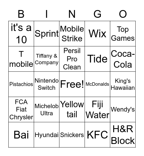 2017 Superbowl Bingo 2 Bingo Card