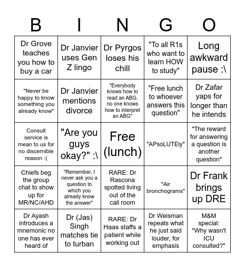 MHIM Bingo Card