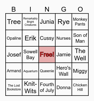 Book Club Bingo Card