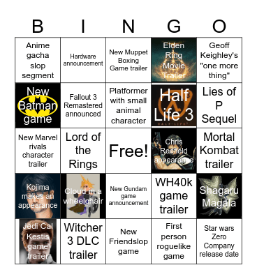 Summer Slop Fest 2026 Bingo Card