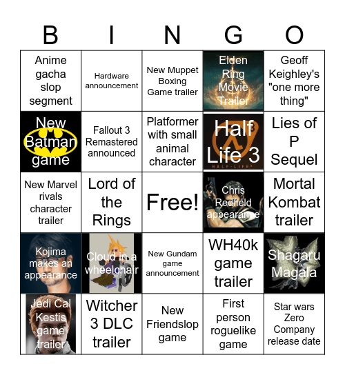 Summer Slop Fest 2026 Bingo Card