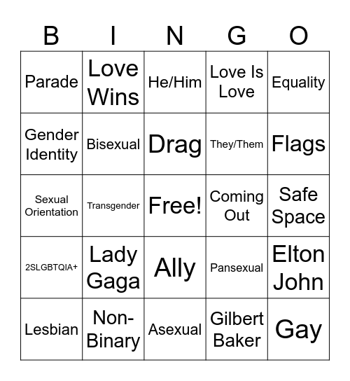 Pride Bingo Card