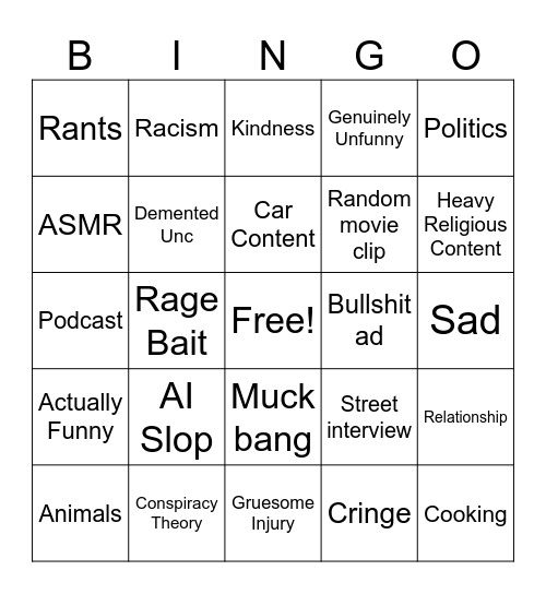 Insta Bingo Card