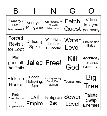 JRPG (Gameplay / Dungeons) Bingo Card