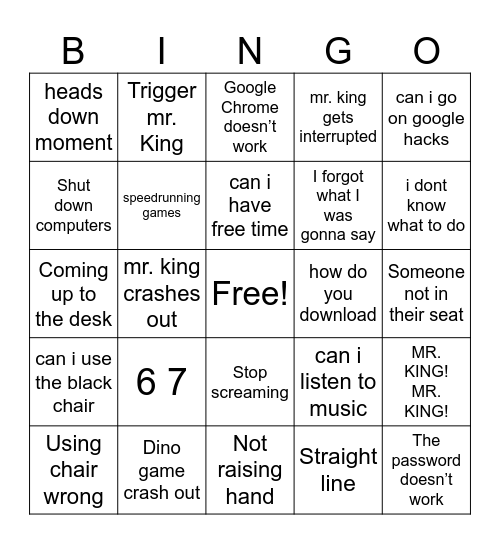 film bingo Card