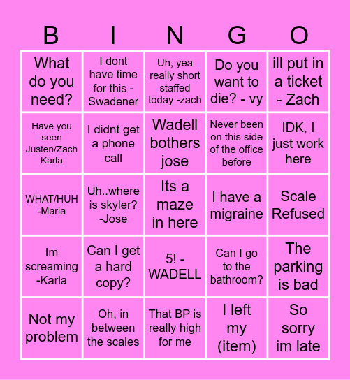 POD 3 - Toni Bingo Card