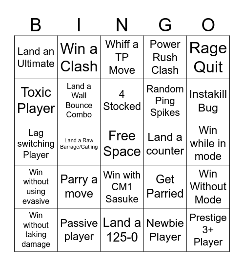 Shonen Unleashed Bingo Card