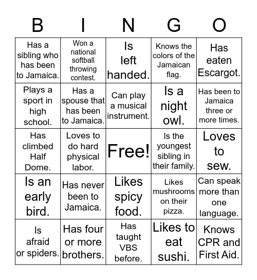Find some one who... Bingo Card