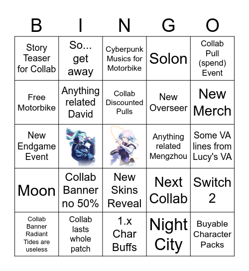 Shiroe's WuWa 3.4 Livestream Bingo Card
