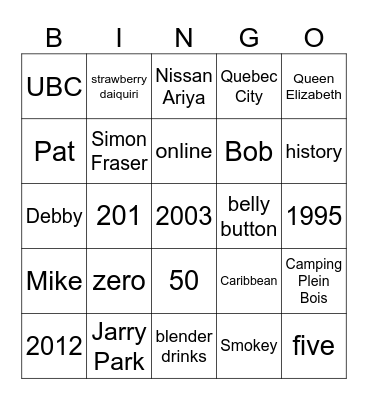 Andrew Bingo Card