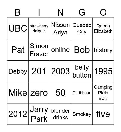 Andrew Bingo Card