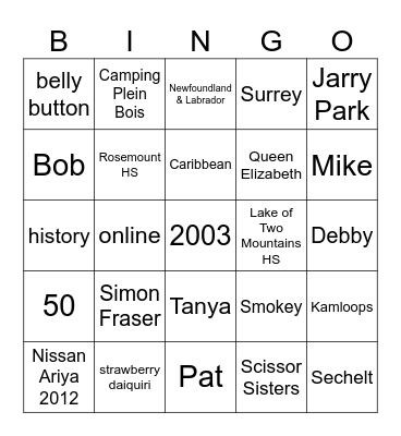 Andrew Bingo Card