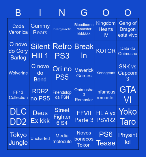 State of Play Junho 2026 Bingo Card