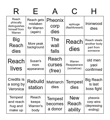 Replaced Ending Bingo Card
