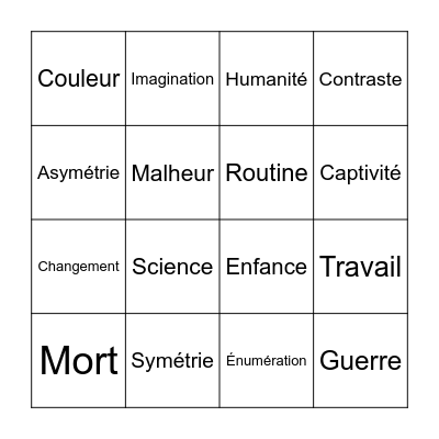 Cartes contre l'art Bingo Card