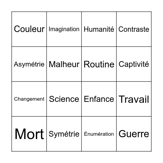 Cartes contre l'art Bingo Card