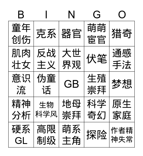 PARA bingo Card