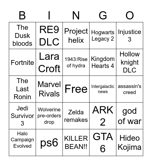 E3 BINGO BOARD 2026 Bingo Card