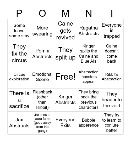 TADC EP 9 Bingo Card