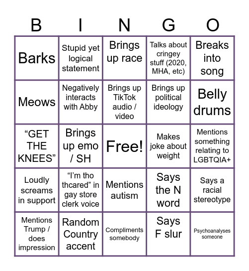 Maddie Balika Bingo Card