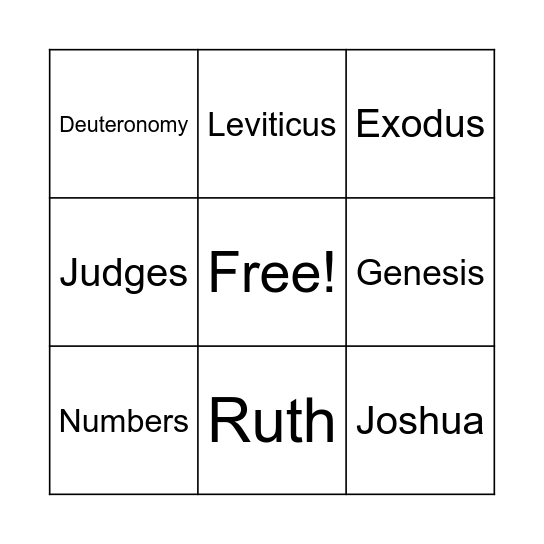 BIBLE BINGO Card